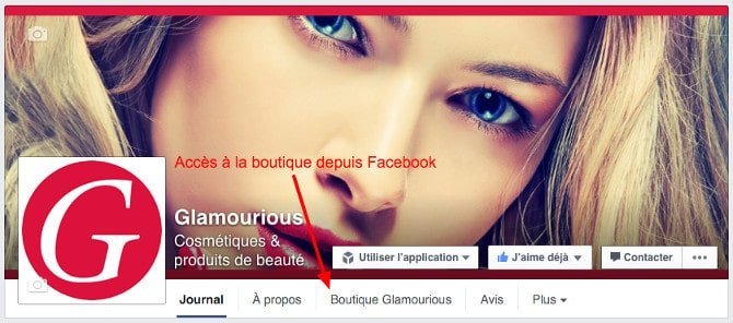 Accès à votre boutique depuis votre page fans Facebook