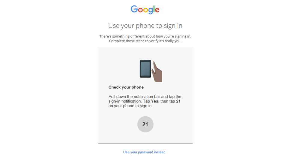 Google authentification par mobile