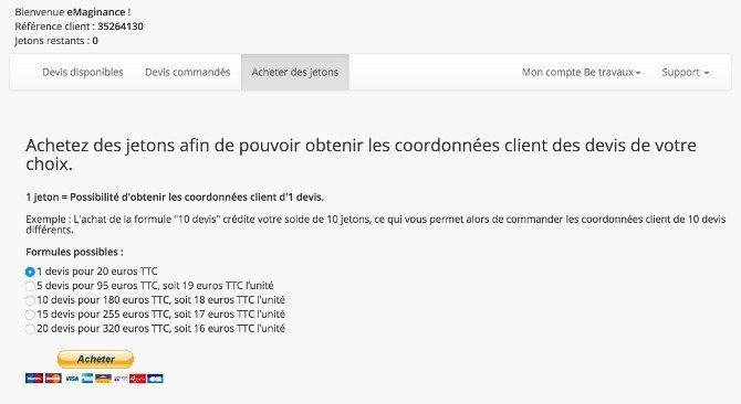 Outil devis en ligne pour mise en relation clients et professionnels