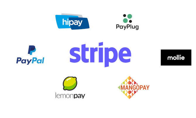 Hipay Stripe PayPal Mollie PayPlug Mangopay Lemonpay